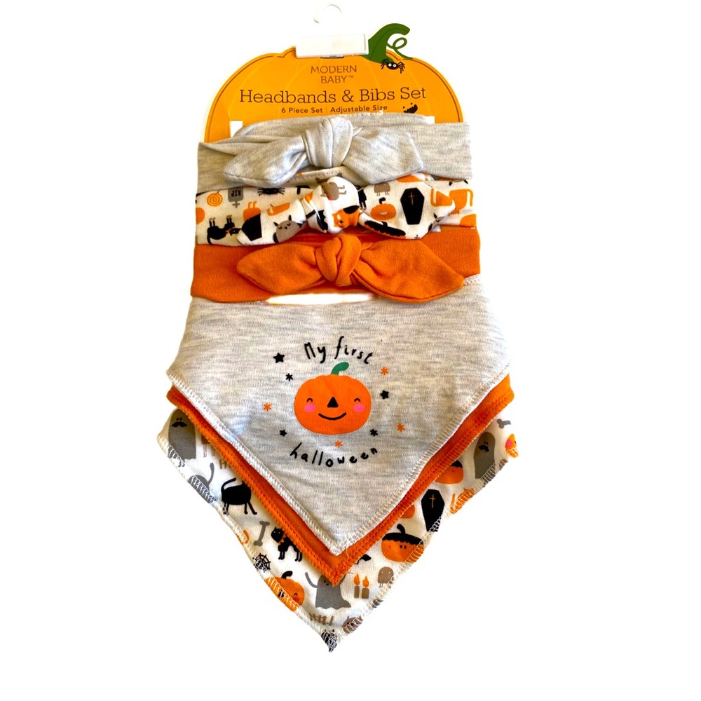 Baby’s First Halloween Headbands & Bibs Set - Adjustable Size